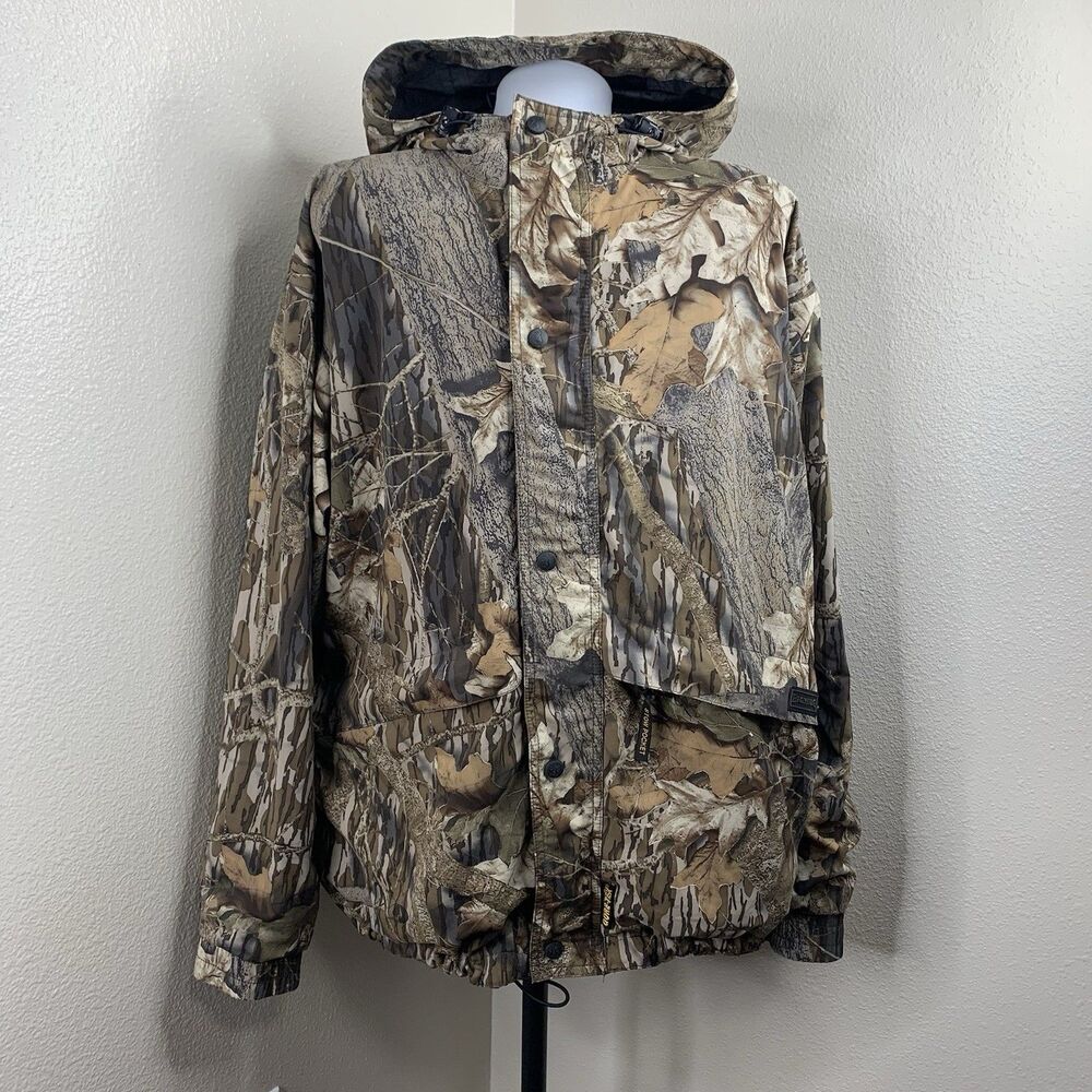 Browning Full Zip Snap Button Camo Gore Tex Stow Pocket Men’s Sz L